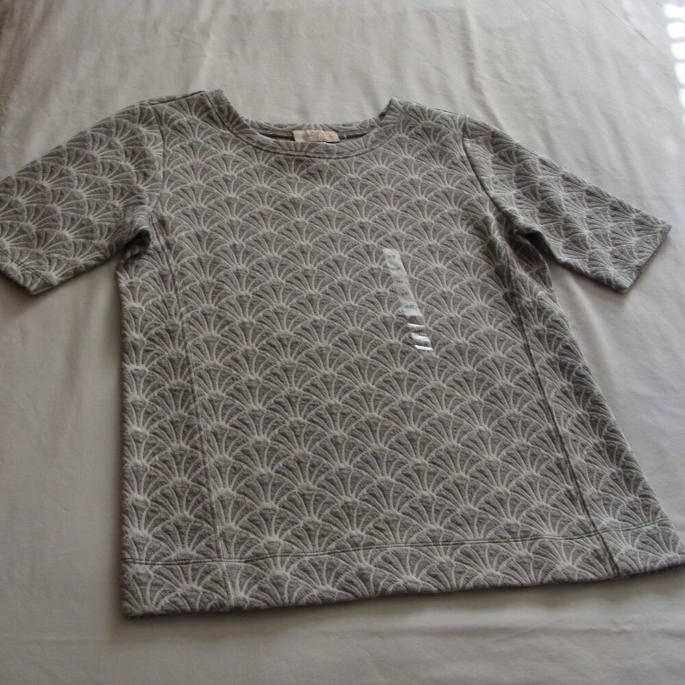 ANN TAYLOR LOFT Gray Short SleeveCREW Neck Heavy Knit Top Sz SP
